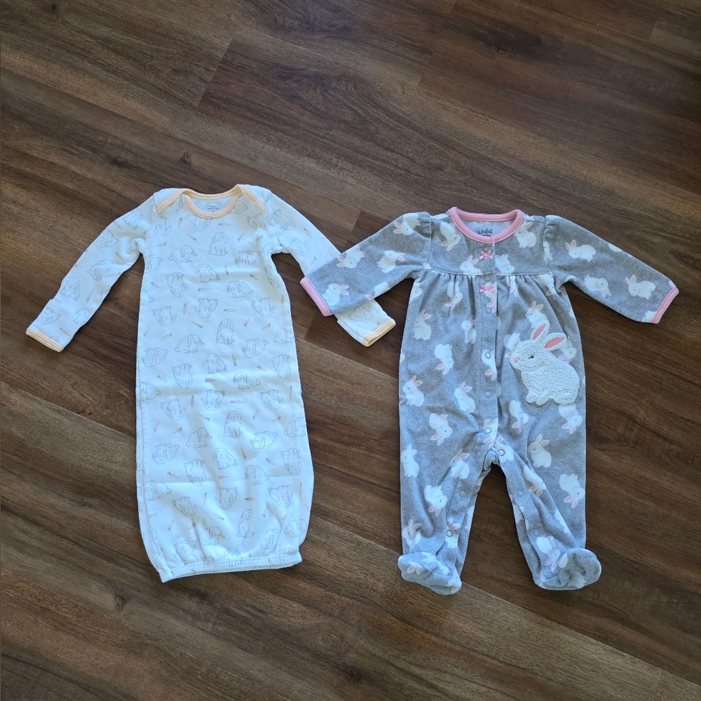 🐇Bundle of Easter Bunny Pajamas for Baby Girl SIZE: 3-6 Months & 6 Months🐇